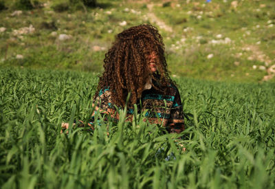 Woman on field