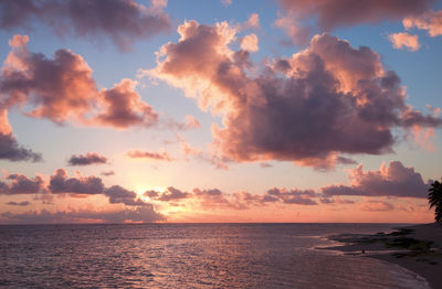 Scenic view of sea against sky at sunset