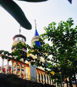 Low angle view of temple against clear sky