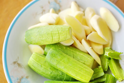 Close-up of sliced vegetables in bowl