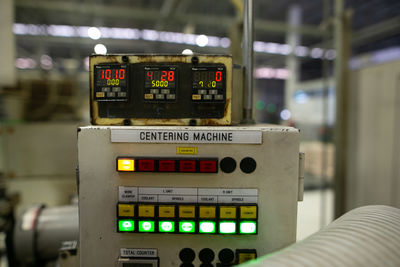 Close-up of telephone booth