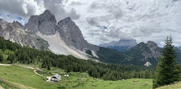 Panoramic view of mountains against sky