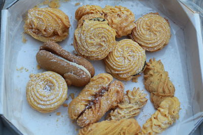 High angle view of dessert in plate