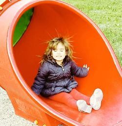 Portrait of happy girl playing
