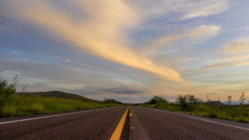 Surface level of road against sky