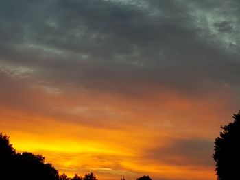 Low angle view of dramatic sky during sunset