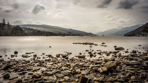 Scenic view of lake against sky