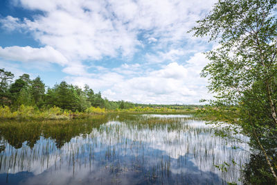 Scenic view of lake against sky