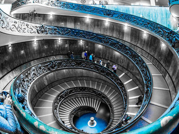 High angle view of spiral stairs