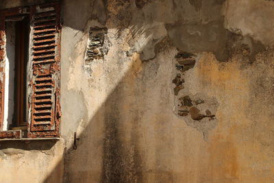 Damaged wall of old building