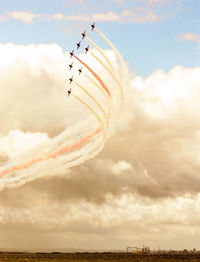 Airplane flying against sky