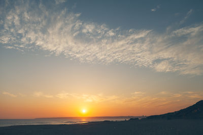 Scenic view of sea at sunset