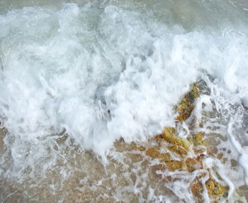 High angle view of waves in sea