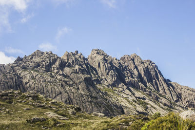 Scenic view of rocky mountains against clear sky