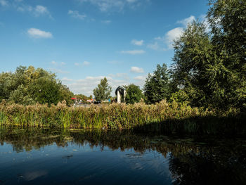 Scenic view of lake against sky