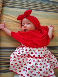 Close-up of cute baby at home