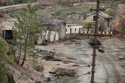 Old ruins of building on field