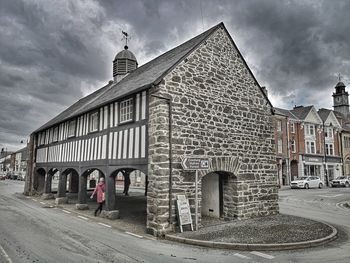 Old building against sky in city