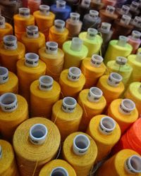 High angle view of multi colored for sale at market stall