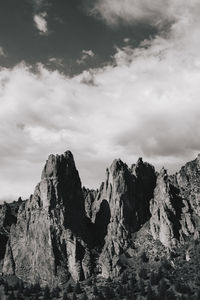 Rock formations on landscape against sky