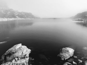 Scenic view of lake against sky