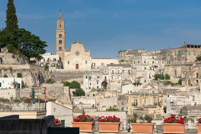 Matera cathedral, sassi di matera - old stone town in basilicata region, southern italy