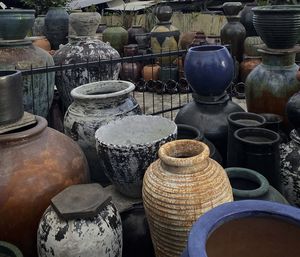 Stack of jar for sale at market