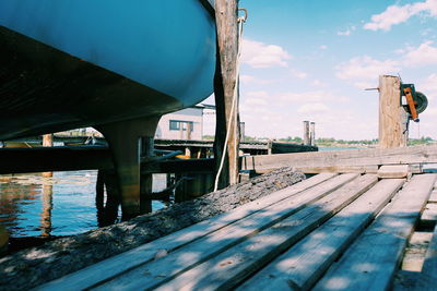 Pier on bridge against sky