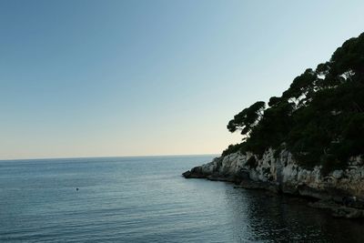 Scenic view of sea against clear sky