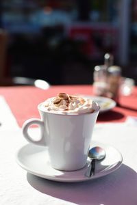 Close-up of coffee on table