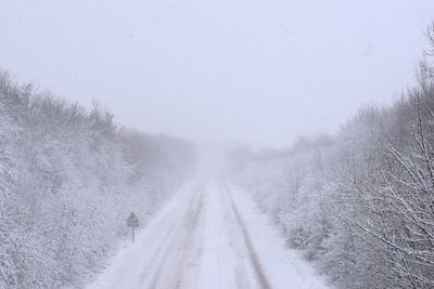 Scenic view of snow covered landscape against sky