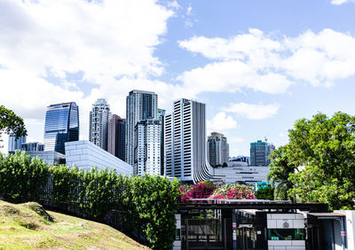 Buildings in city against sky