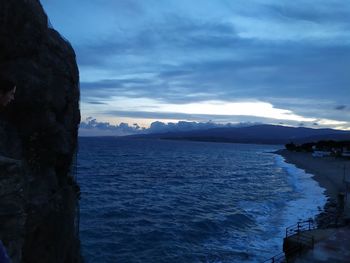 Scenic view of sea against sky during winter