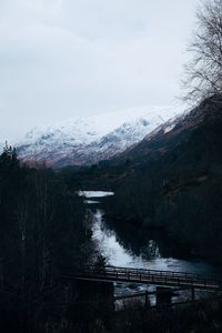 Scenic view of lake against sky during winter