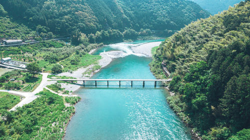 High angle view of waterfall