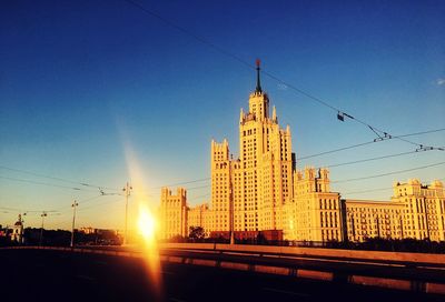 City against clear blue sky