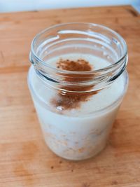 Close-up of glass of jar on table