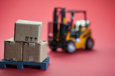 Close-up of toy car on table