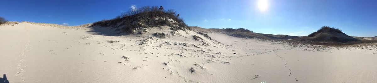 Panoramic scenic view of sand dunes