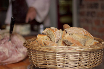 Close-up of bread in basket