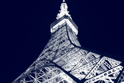 Low angle view of eiffel tower against clear sky