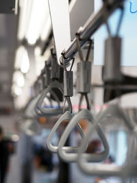 Handles hanging in bus