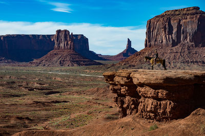 Rock formations on landscape against sky