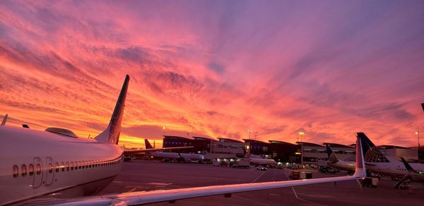 Airplane at sunset