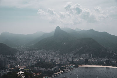 Aerial view of city at waterfront