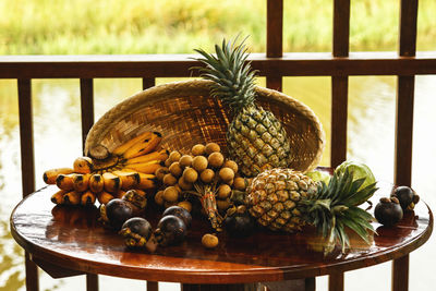 High angle view of food on table