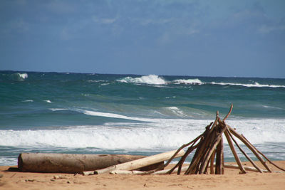 Scenic view of beach against sky