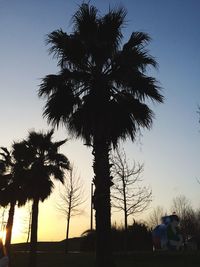Silhouette palm trees against sky during sunset
