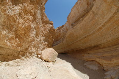 Low angle view of rock formations