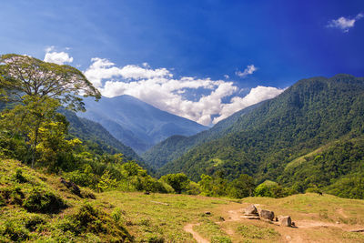 Scenic view of mountains against sky